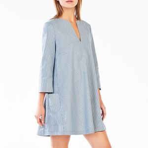 BCBGMaxazria Trysta Striped Twill Dress Blue S